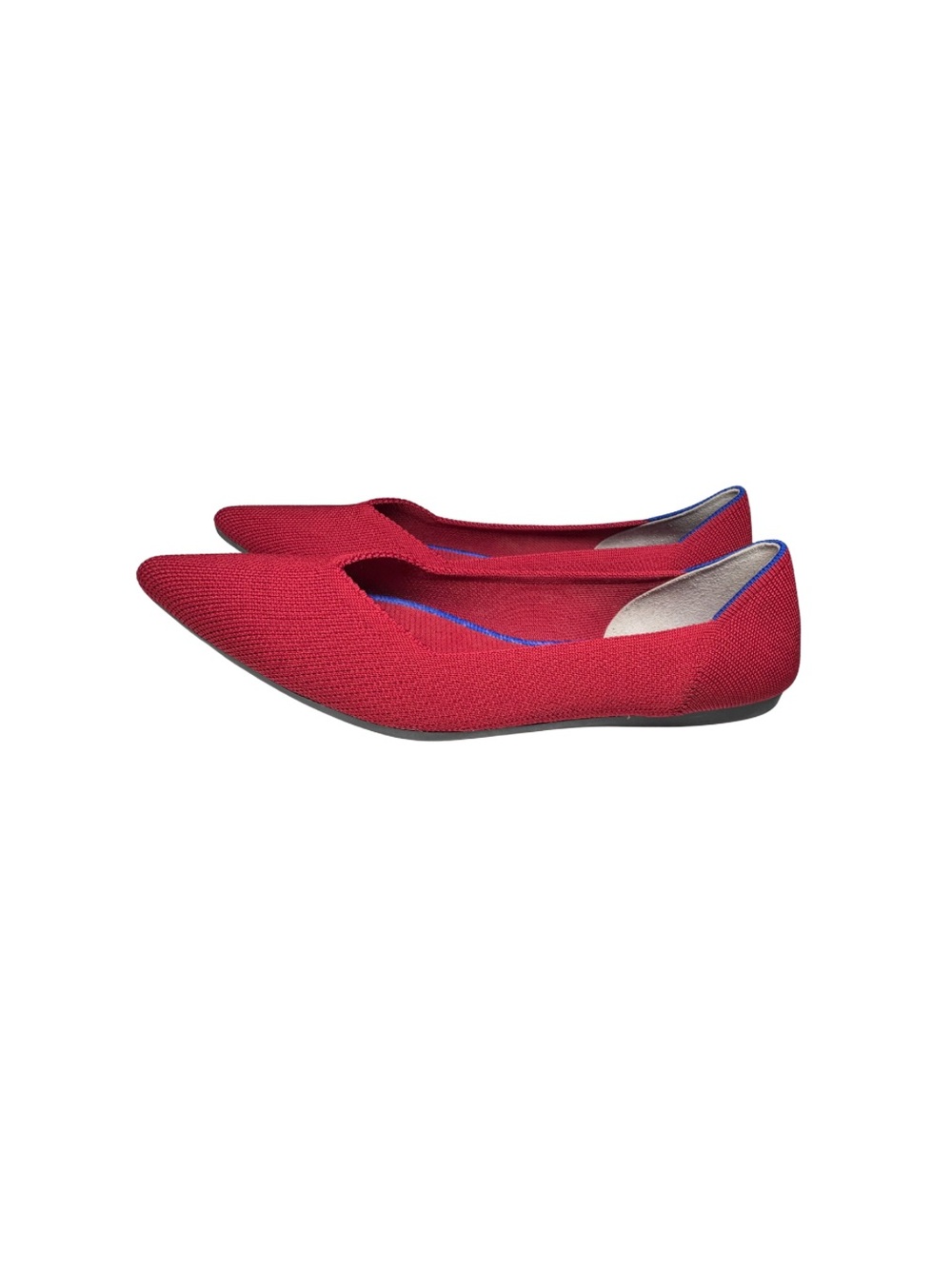 Rothy's To The Point Knit red Flats Blue Trim 11 flame comfort holiday flexible